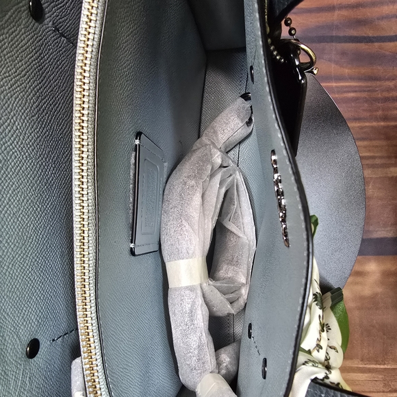 Coach Forest Green Tote with Scarf and Horse Charm - Picture 8 of 13